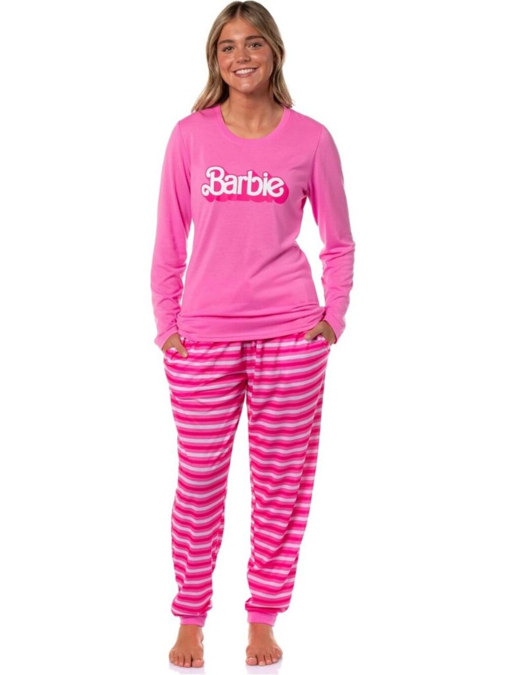 Classic Retro Logo 2-Piece Long Sleeve Pajama Set & Jogger Loungewear for Women